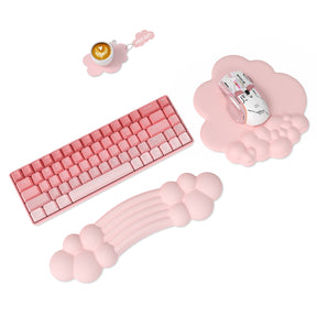 MAMBASNAKE Rainbow Cloud Wrist Rest Combo, Mouse Wrist Support for Ergonomic Pain Relief,Cute Desk Accessory for Home Office