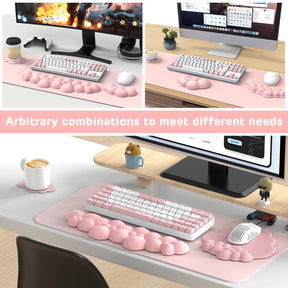 MAMBASNAKE Cloud Wrist Rest Set with Coaster,Mouse Mat Wrist Support with Non-Slip Base,Desk Accessory for Game,Office,Home - 4 in 1 Set
