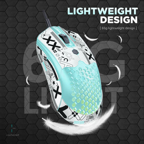 ZIYOU LANG M5PRO Ultralight Wired Gaming Mouse, Lightweight Honeycomb Shell, Pixart PAW3325, 6 Adjustable DPI 12000, 26 RGB Breathing Backlit Mice, 65g, USB Optical Model O Mice for Win11/Xbox/PS/Mac