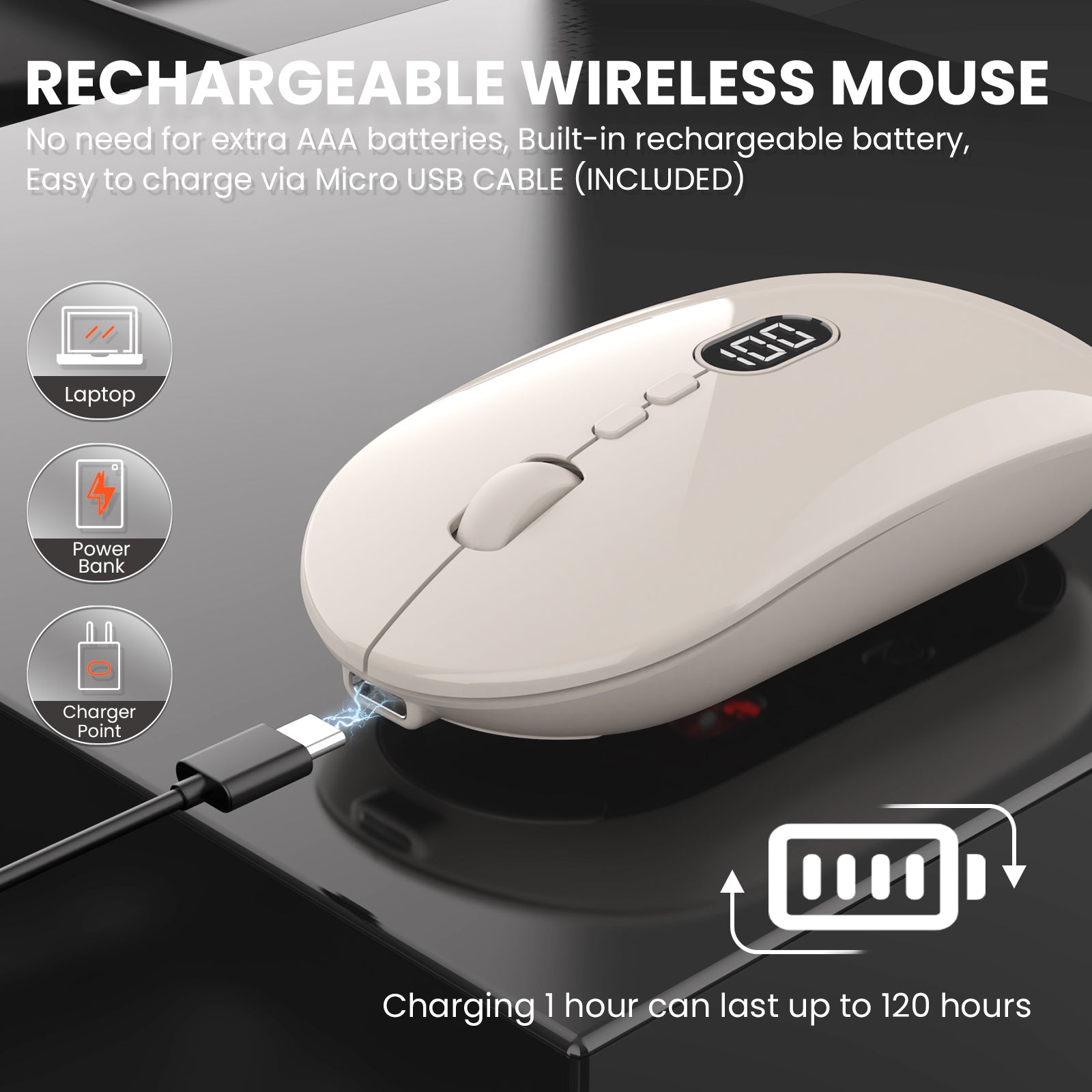 ZIYOU LANG X1 Wireless Lightweight Mouse with Battery Display Screen 2.4G Cordless Slim Mice for Laptop Silent Click Computer Mouse