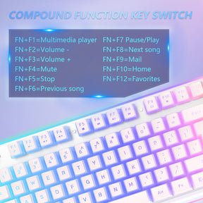 HXSJ L96 Wireless Keyboard Mouse Combo, 3000mAh Rechargeable RGB Full Size Keyboard with Pudding Keycaps +4800DPI Optical Mice, Mechanical Feel Keyboard and Mouse Set for PC Gamer