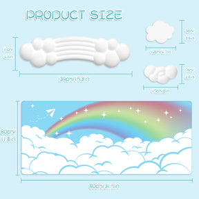 4 in 1 MANBASNAKE Cloud Mouse Pad Wrist Support Keyboard Wrist Rest Set with Ergonomic Memory Foam,Non-Slip Base,Cloud Coasters for Home,Office,Laptop,Desktop Computer,Easy Typing Pain Relief