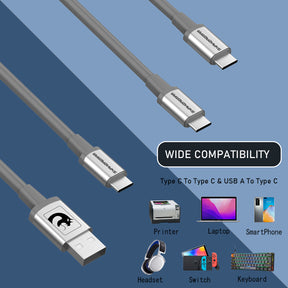 MAMBASNAKE C04 Coiled USB C Cable for Gaming Keyboards, Custom 2 In 1 Charging Cable with 5 Pin Aviator Connector For Phone/Laptop
