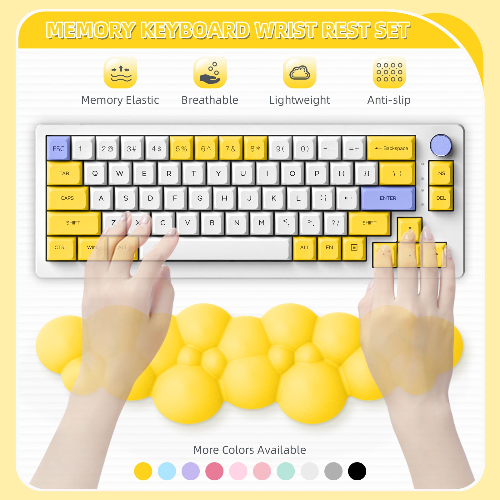 MAMBASNAKE Keyboard Cloud Wrist Rest, Memory Foam, Non-Slip Base for Typing Pain Relief, Ergonomic Wrist Support for Home Office