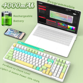 AJAZZ AK992 Hotswap Mechanical Keyboard,LIGHTSYNC RGB,4000mAh Battery,2.4Ghz/BT5.0/Wired, GASKET Mount ,99 Key with Volume Knob,PBT Keycaps for Win/Mac