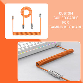 MAMBASNAKE C04 Coiled USB C Cable for Gaming Keyboards, Custom 2 In 1 Charging Cable with 5 Pin Aviator Connector For Phone/Laptop