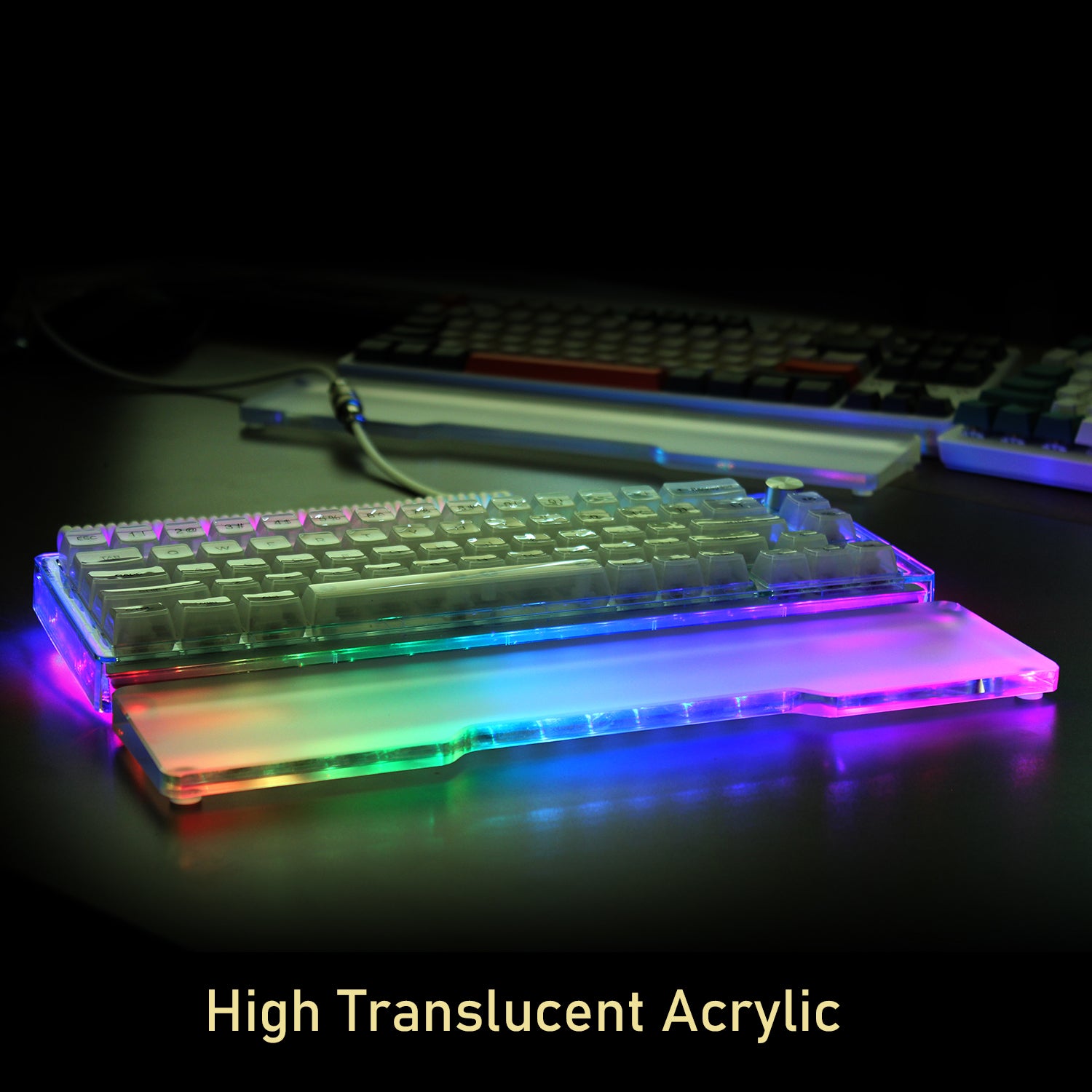 Ergonomic Wrist Rest, Acrylic Keyboard Wrist Support, Premier Clear Acrylic, Anti-Slip Rubber Feet For Office/Gaming/Typing/Laptop