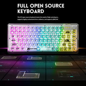 ATTACK SHARK K75 Mechanical Keyboard, Transparent PC Keycaps, Custom RGB Gaming Keyboard, Gasket QMK/VIA Keyboard, Linear Switch, Coiled Cable, TKL Hot Swappable Wired Keyboard for PC Gamer