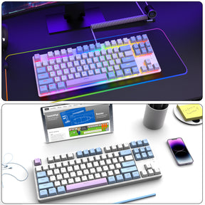 AJAZZ AK873-75% Wired Gaming Keyboard-Hot Swap Mechanical Keyboard-LIGHTSYNC RGB Compact 87 Keys-Magnetic Upper Cover for PC/Mac