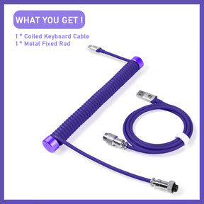 MAMBASNAKE C01 Custom Coiled Keyboard Cable & Winder Set, Aviator Cable Fixed Rod Management Pole + Coiled USB C Cable for Gaming Keyboard