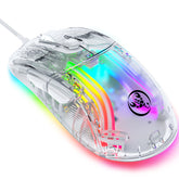 HXSJ X400 Transparent Mouse, Ultralight Wired Gaming Mouse, 13 RGB Backlit Mice, 6 Adjustable DPI 12800 Marco Program Mice, USB Optical Mice for Win10/Xbox/PS4/PS5/Mac/HP/Acer