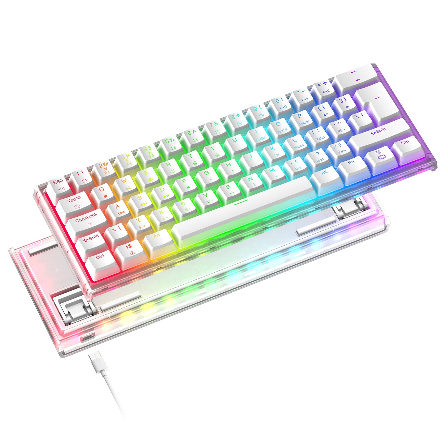 MAGIC-REFINER MK-1 60% Wired Mechanical Gaming Keyboard, PBT Pudding Keycaps, Hot-Swappable, 18 RGB Backlit, Outemu Red Switch, for PC/PS4/Xbox