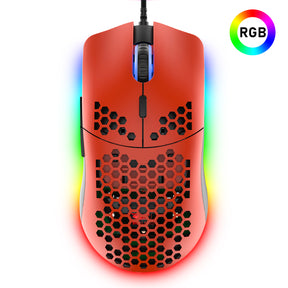 Ratón ligero para juegos con cable, 6 ratones retroiluminados RGB con controlador programable de 7 botones, ratón de ordenador de 6400 DPI, ratón de cable ultraligero con carcasa de nido de abeja ultraligero para jugadores de PC, Xbox, PS4 (azul)