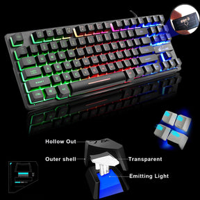 ZIYOU LANG K16 60% Gaming Keyboard87 Keys Mechanical Feeling Multi Color RGB Illuminated LED Backlit Wired Light Up Keyboard