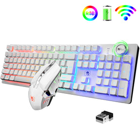 MAMBASNAKE K620 Wireless Gaming Keyboard & Mouse Combo,Mechanical Feel 100% Light Up Keyboard 4800mAh Rechargeable+PC Gaming Mice