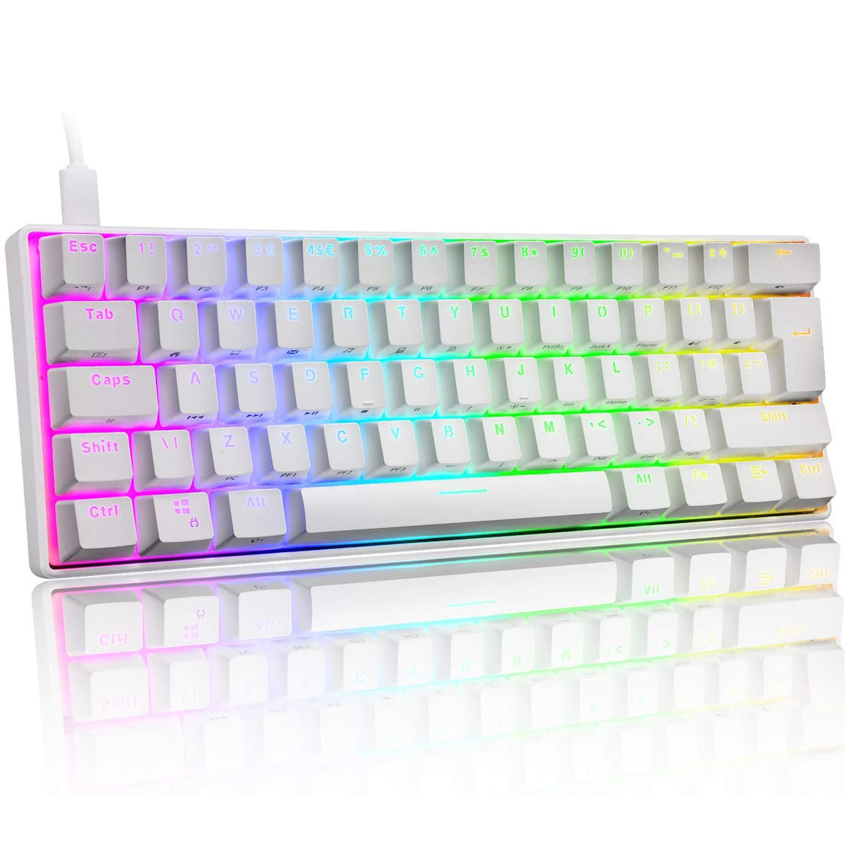 MAGIC-REFINER MK21 60% True Mechanical Gaming Keyboard UK Layout Type C Wired 62 Keys 14 Chroma RGB Backlight Keyboard Full Anti-ghosting