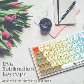 MAGIC-REFINER MK25 PRO UK Layout 60% Mechanical Keyboard, 14 RGB Backlit, Dye-Sublimation Keycap, for PC, White Grey (Red Switch)