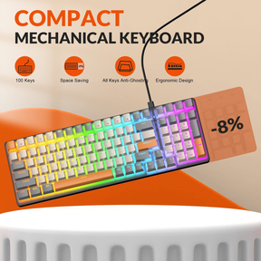 ZIYOULANG K3 Mechanical Keyboard- RGB Wired Gaming Keyboard with Number Pad 100 Keys Blue Switch Durable PBT Keycaps for Computer/Laptop