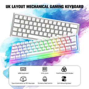 MAGIC-REFINER MK-1 60% Wired Mechanical Gaming Keyboard, PBT Pudding Keycaps, Hot-Swappable, 18 RGB Backlit, Outemu Red Switch, for PC/PS4/Xbox