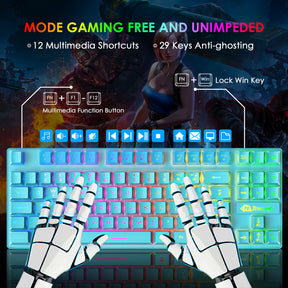 ZIYOU LANG T2 Gaming Keyboard and Mouse, Mechanical Feel Keyboard,RGB 6400 DPI Lightweight Gaming Mouse for Windows PC Gamers