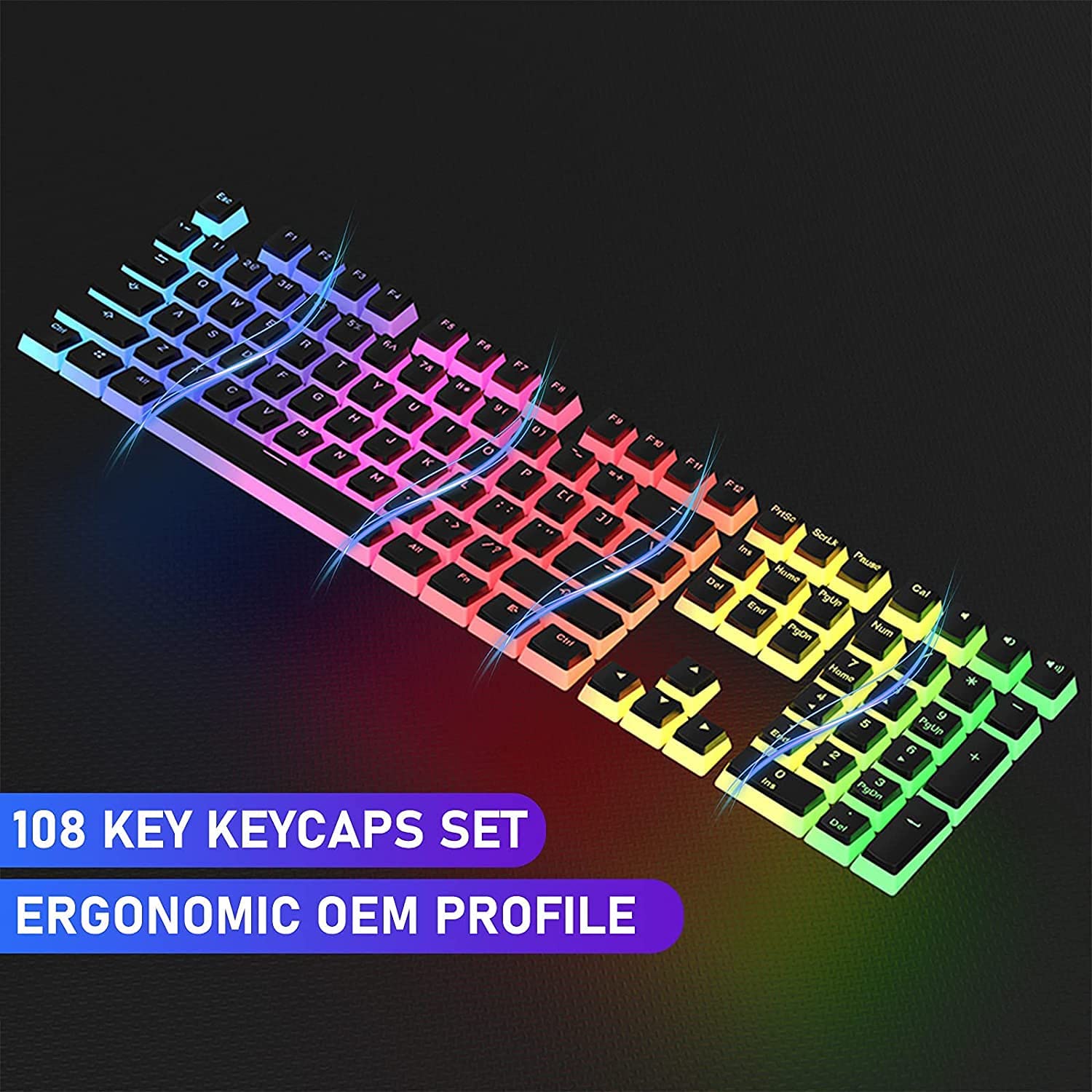 AJAZZ PBT Pudding Keycaps with Keycap Puller 108 Key Double Shot Keycaps Translucent Layer OEM Profile Keycap Full 104 Key/60% Compact 61 Key/68 Key