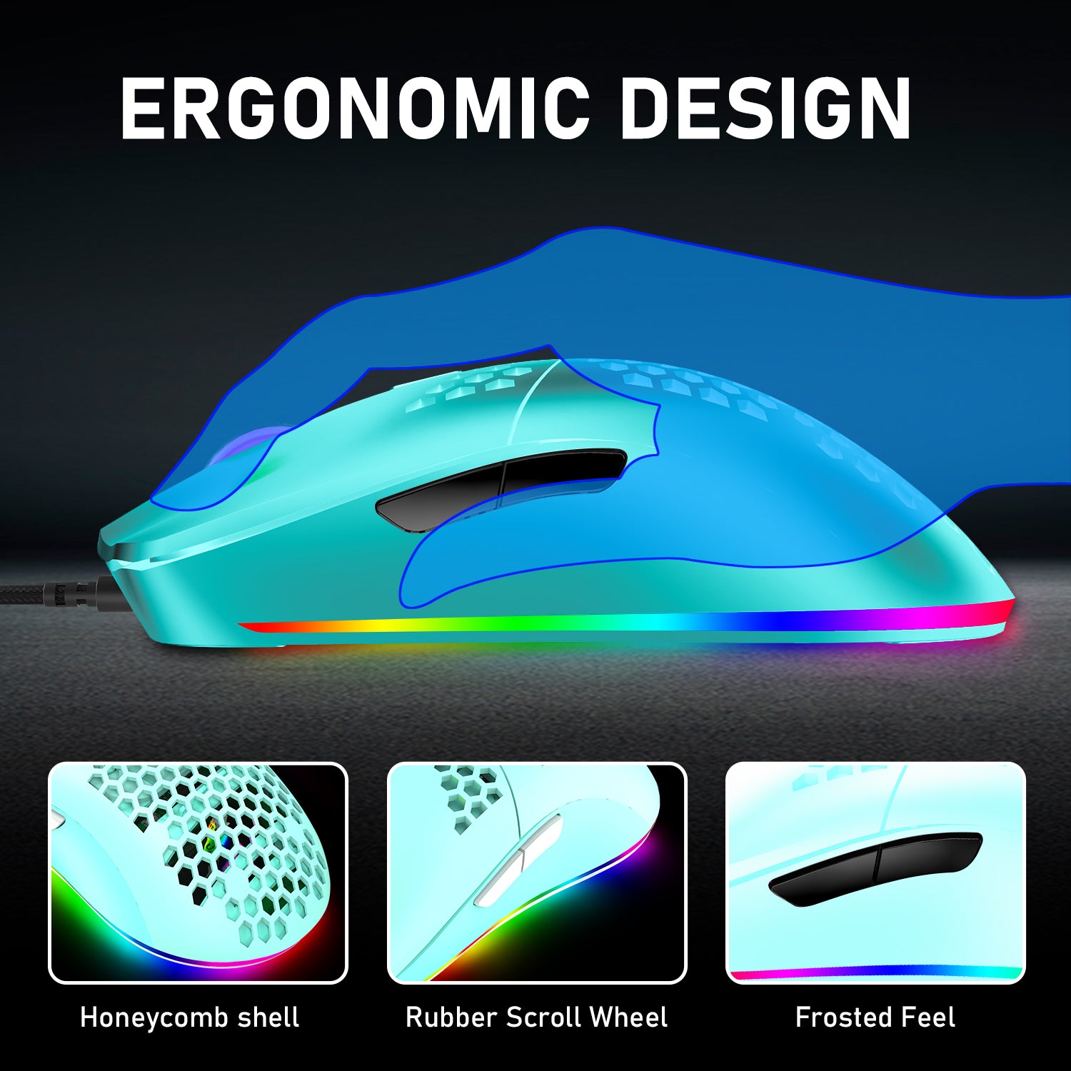 ZIYOU LANG M1 Wired Lightweight Gaming Mouse,6 RGB Backlit with 7 Buttons Programmable, Adjustable 6400DPI ,Ultralight Honeycomb Shell