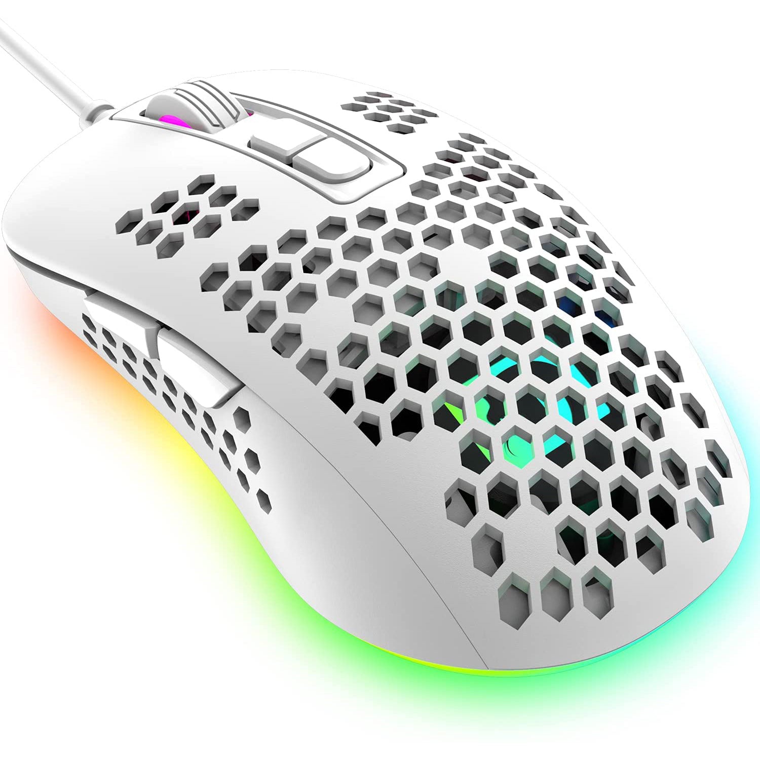 有線の軽量ゲーミングマウス、RGBバックライト付きUSB光学式
