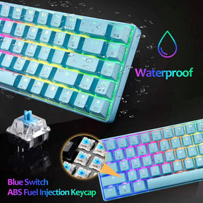 MAGIC-REFINER MK14 60% Mechanical Gaming Keyboard Type C Wired 68 Keys LED illuminated 18 Chroma RGB Lighting Clicky Switches Anti-ghosting