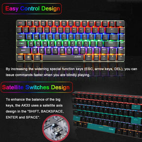 Tastiera meccanica da gioco Tastiera per computer con interruttore blu meccanico in metallo di tipo C cablato con retroilluminazione a LED arcobaleno 82 tasti Anti-ghosting per i giocatori di computer