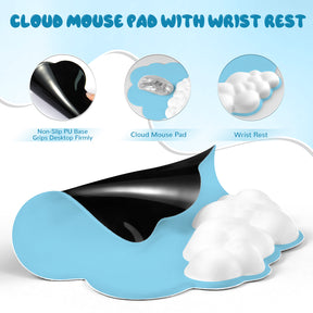 MAMBASNAKE Cloud Mouse Pad with Wrist Rest Support,Ergonomic Mouse Mat,Non-Slip Base for Comfortable and Precise Control