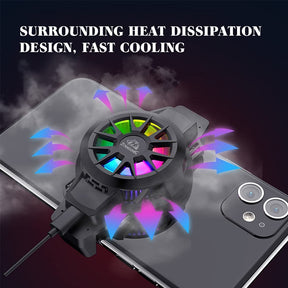 ZIYOU LANG Z1 Portable Mobile Phone Cooler, RGB Backlit with Adjustable Buckle Semiconductor Cooling Fan With USB Cable, with iPhone/Android