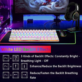 Teclado mecánico para juegos con cable tipo C, interruptor azul mecánico de metal, teclado de computadora con retroiluminación LED de arco iris, 82 teclas, antifantasma para jugadores de computadora