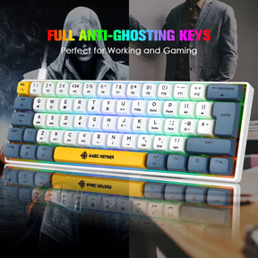 MAGIC-REFINER MK21 UK Layout 60% Mechanical Gaming Keyboard Mini Compact Wired Type C Dye-Sublimation PBT USB Water-resistant 14 Chroma RGB Illuminated