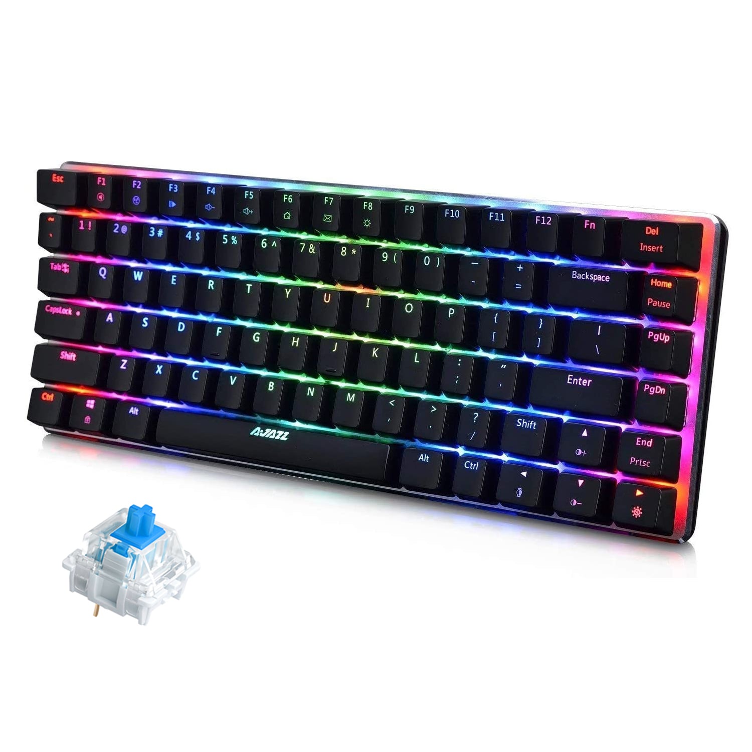 AJAZZ AK33 Mechanical Gaming Keyboard TKL 80% Compact Light Up Keyboard 82 Key Anti-Ghosting Detachable USB-C Cable for PC Mac